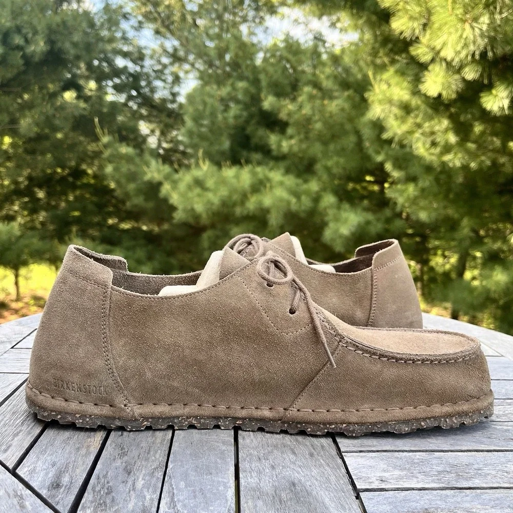 Birkenstock Utti Lace-Up Shoe Mens Size 46 | 13 Gray Taupe Suede Regular Fit